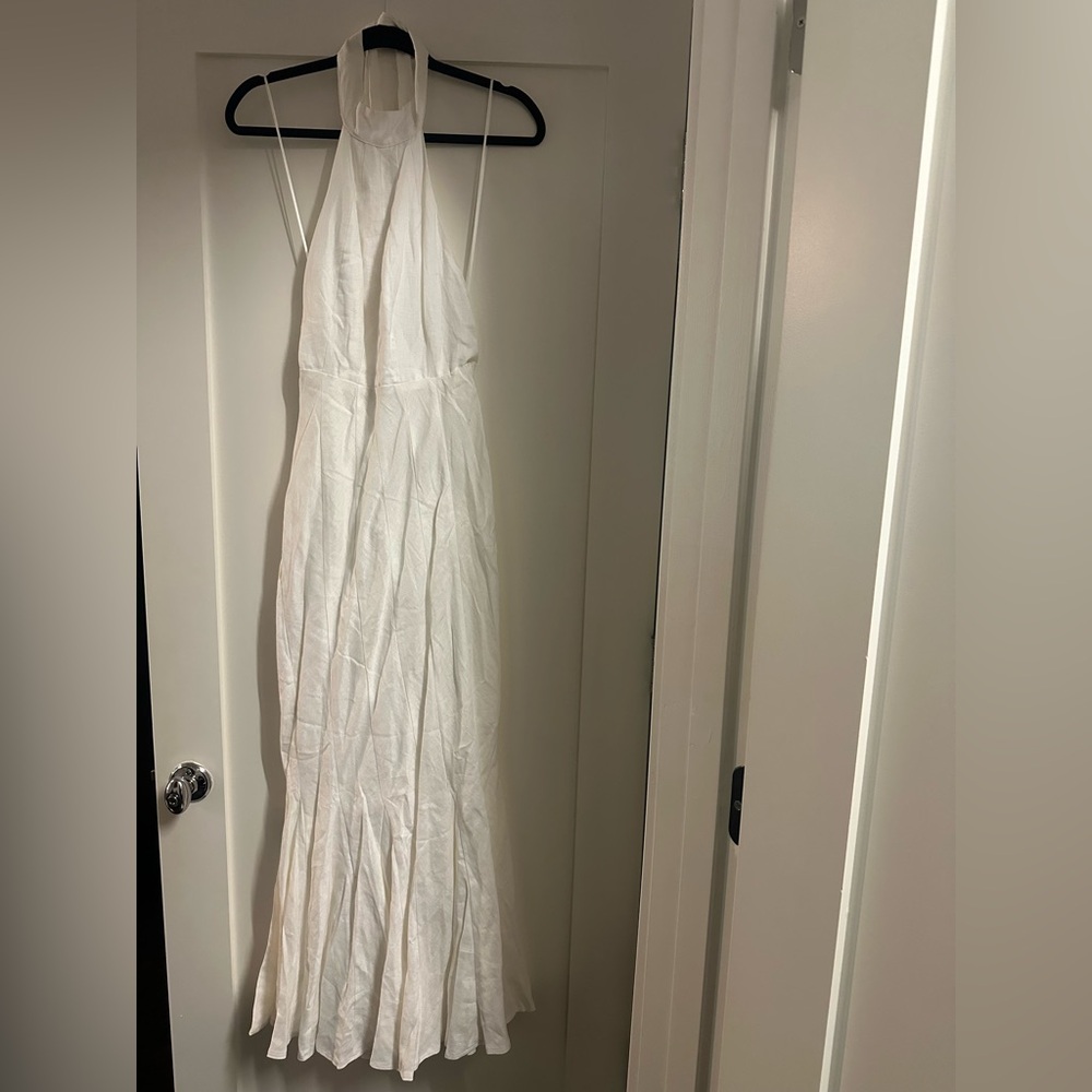 DISSH White Halter Wedding Dress with Flared Hem